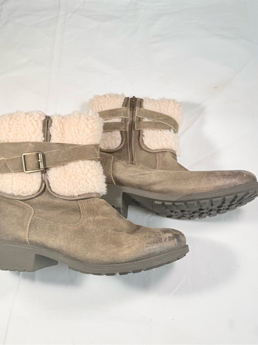 UGG Blayre III Suede Shearling Buckle Ankle Boots Women Size 9.5